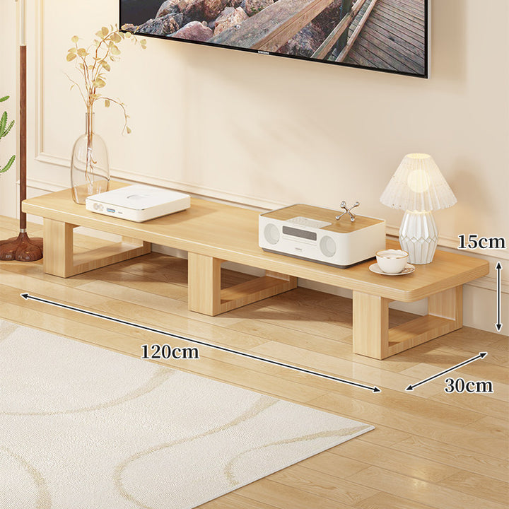 Low Solid Wood TV Media Console Bench with Open Rectangular Legs