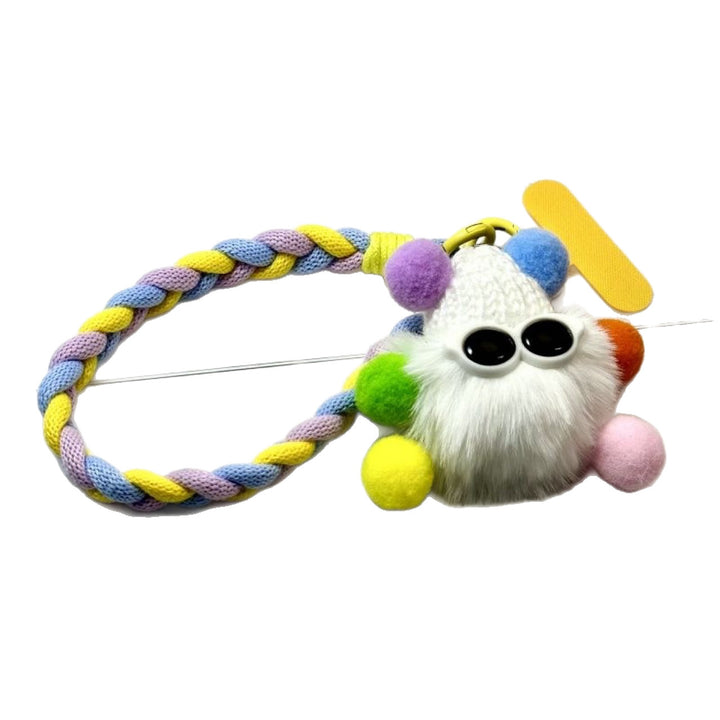 Cute Plush Creature Keychain with Colorful Braided Lanyard Kalsten