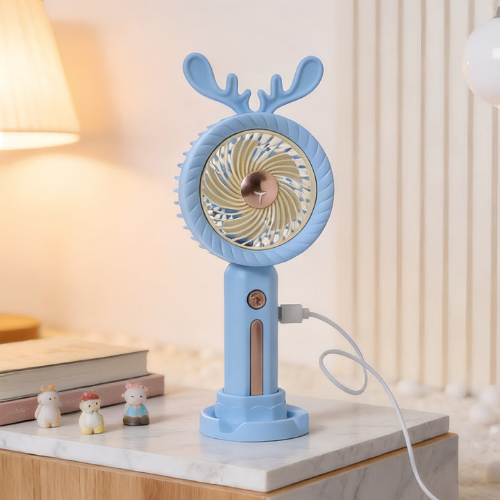 Women Portable Handheld Fan with Creative Antler Design Kalsten