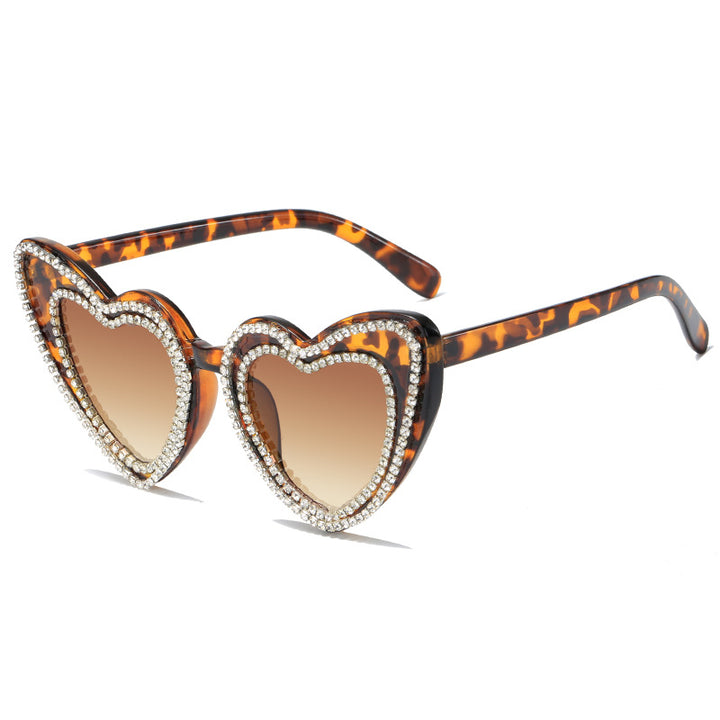 Women's Heart-Shaped Sunglasses with Glitter Accents Kalsten