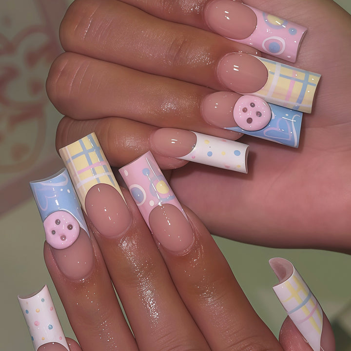 Decorative Long Press-On Nail Art Tips Kalsten