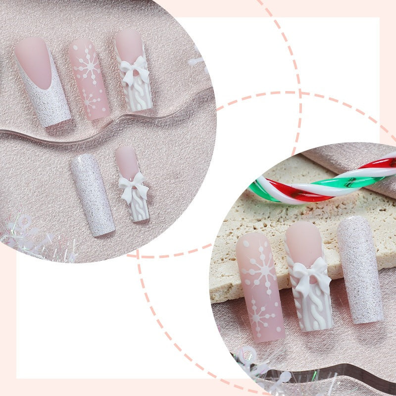 Artificial nail set with elegant flower and glitter decorations Kalsten