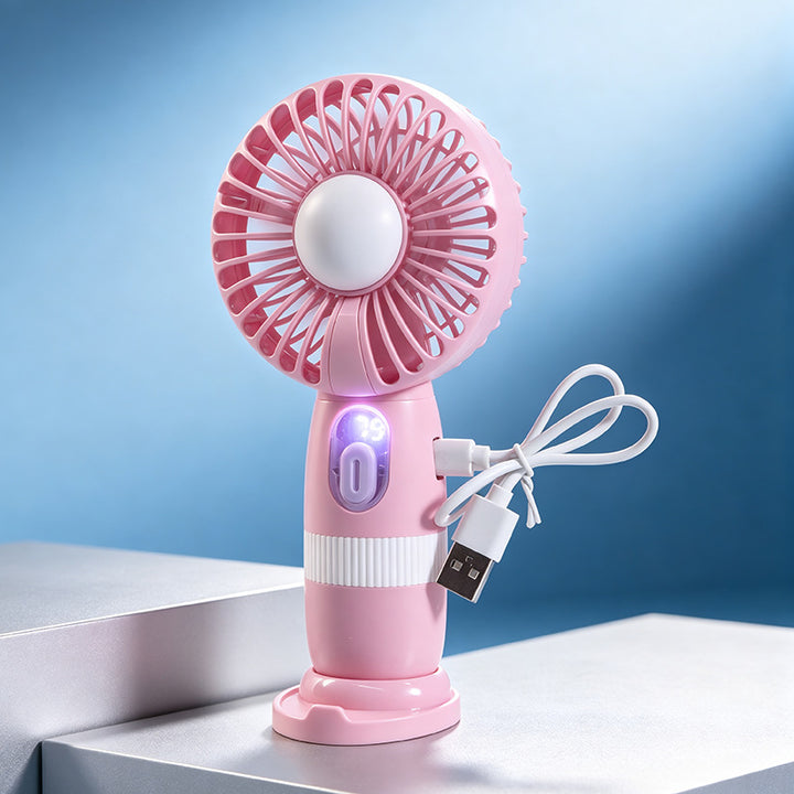 Ladies portable USB hand fan with LED light and digital temperature display Kalsten