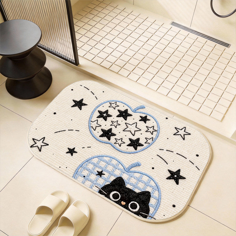 Whimsical Cat-Themed Bath Mat Kalsten
