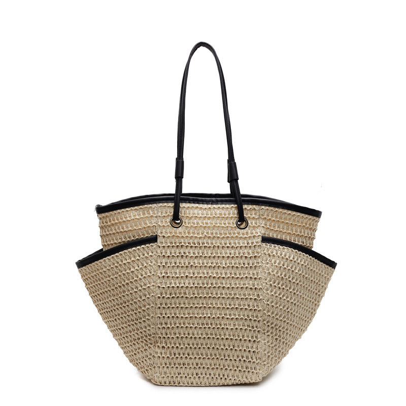 Spacious bast shopping bag with elegant leather accents Kalsten