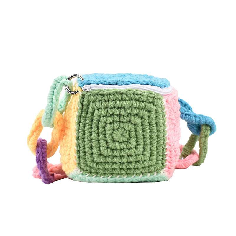 Colorful Geometric Crochet Mini Crossbody Bag