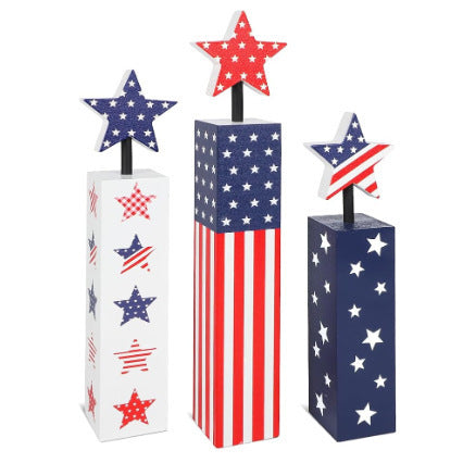 Unisex nan patriotic table decoration set with glittering star columns and flag pattern Kalsten
