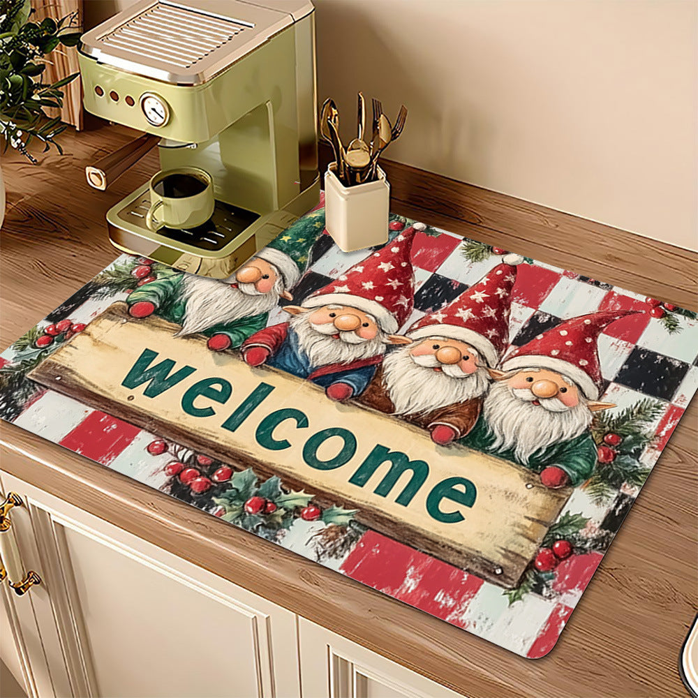 Festive Christmas-Themed Kitchen Mat