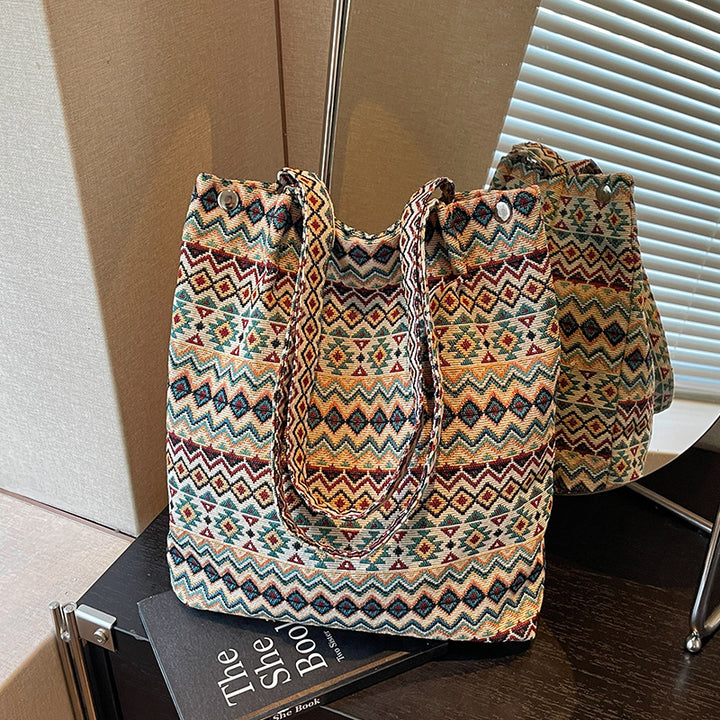 Bohemian Ethnic Print Shoulder Tote Bag