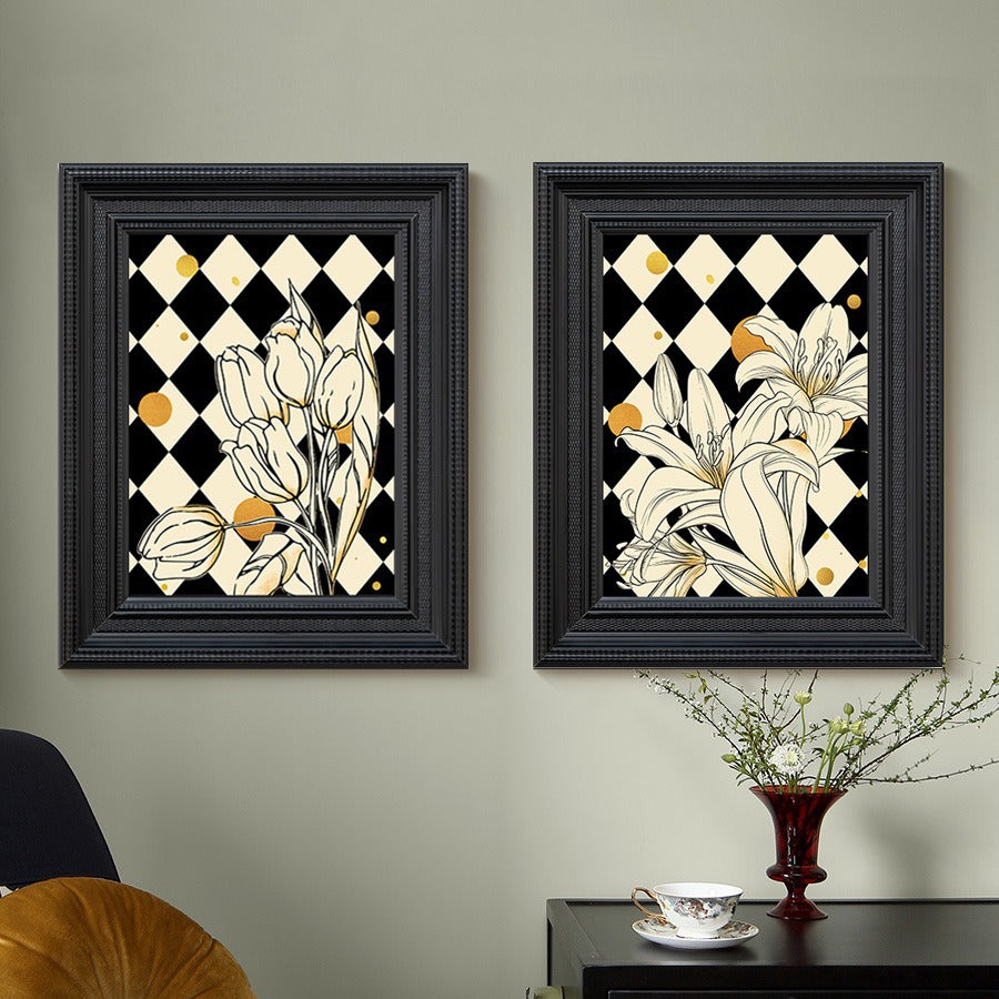 Framed Flower Pattern Geometric Artwork