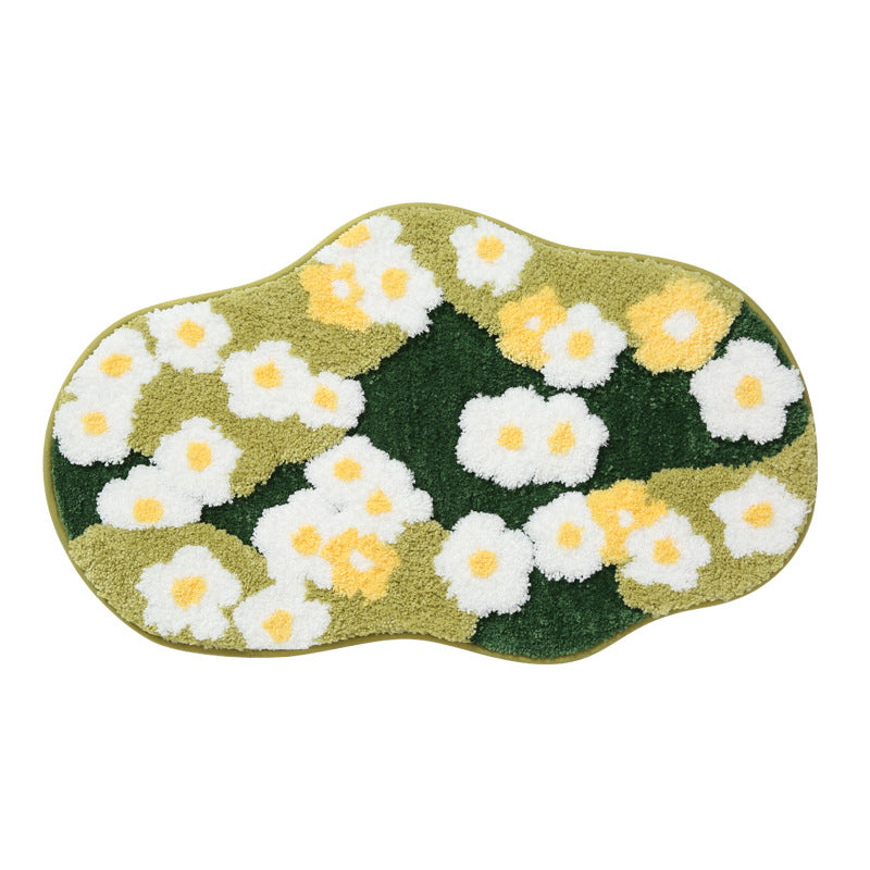 Floral Design Plush Bath Mat