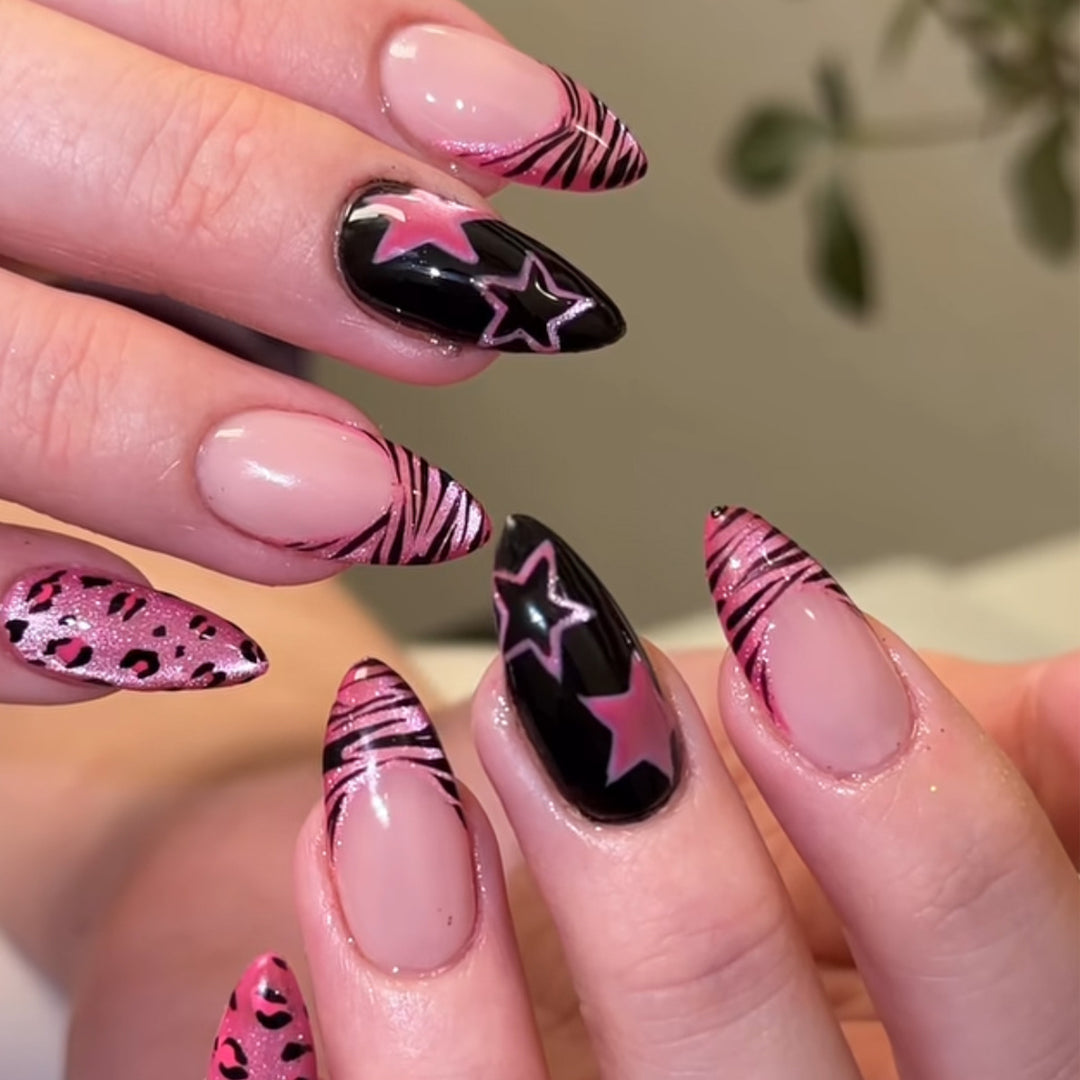Artistic Stiletto Nail Art Kit with Patterned Design Kalsten