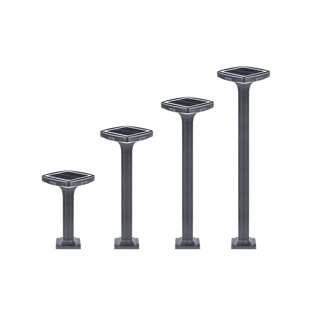 Solar-Powered Low-Profile LED Pathway Bollard Light With Dual Downlights And Anchor Base Kalsten