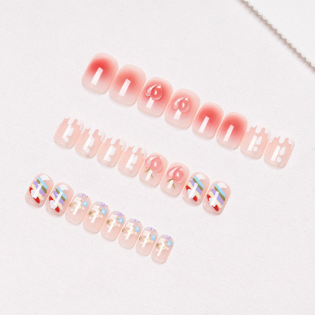 Decorative Nail Art with Fruit and Pastel Designs