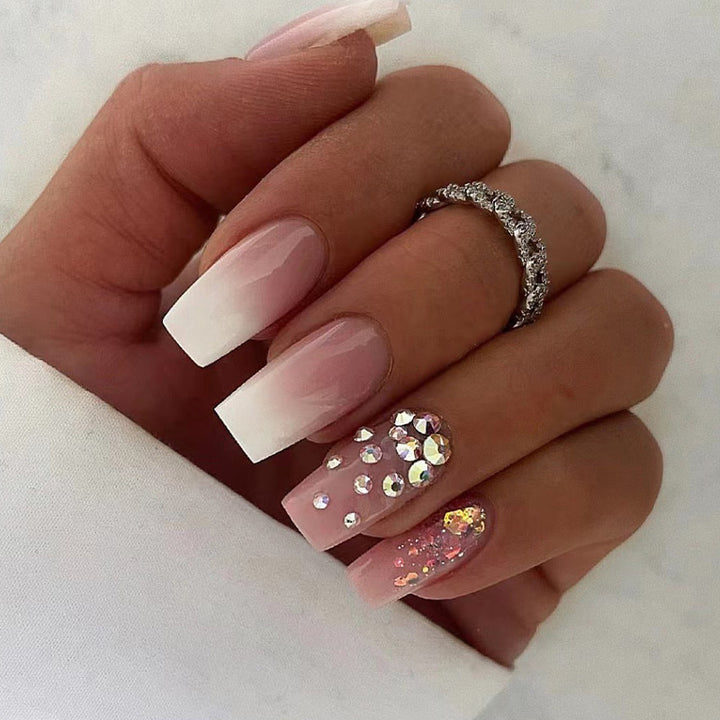 Artful Acrylic Nails with Elegant Glitter Design Kalsten