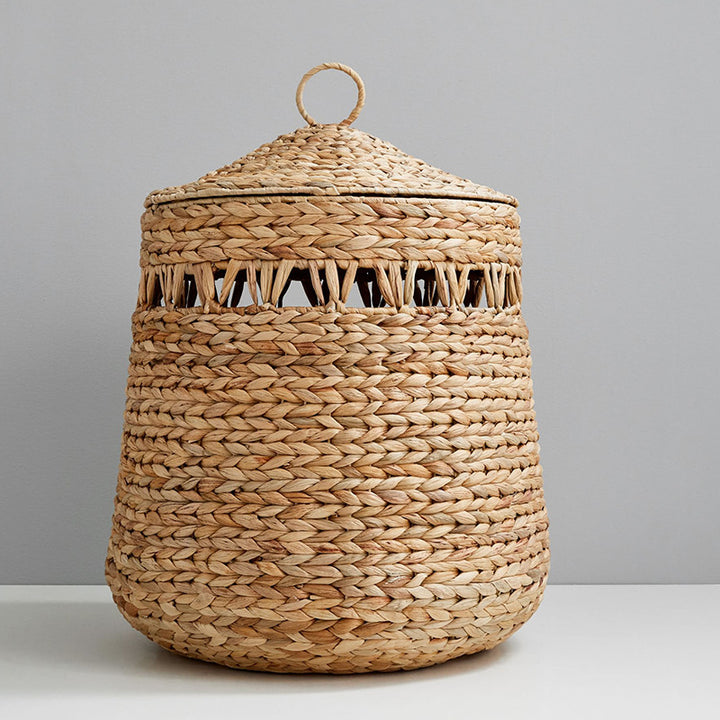 Handwoven storage basket with lid Kalsten