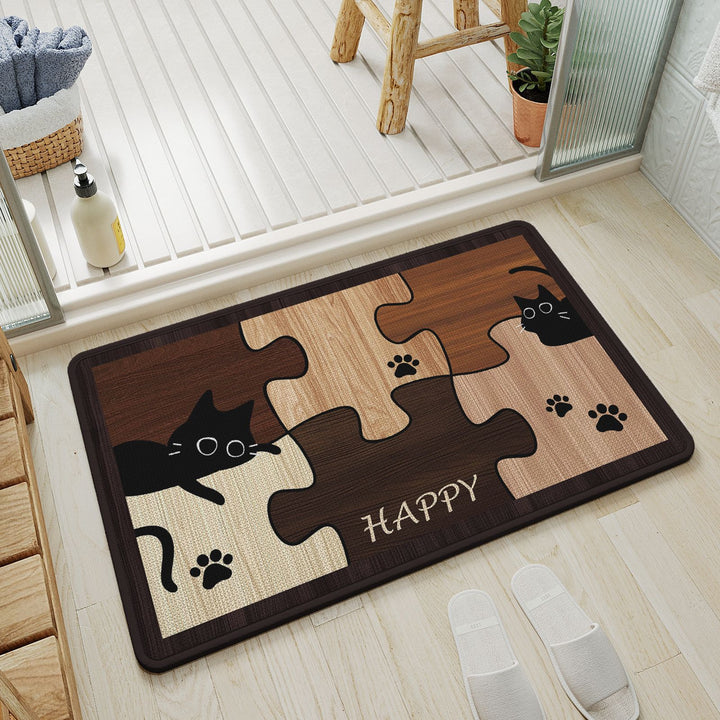 Puzzle Cat Themed Floor Mat