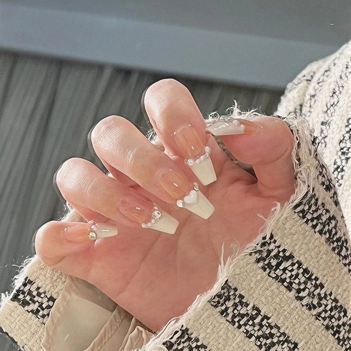 Decorative Stiletto Press-On Nails with Gemstone Accents Kalsten