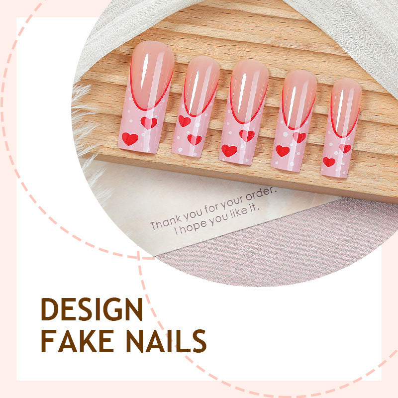 Artificial nails with romantic heart designs Kalsten