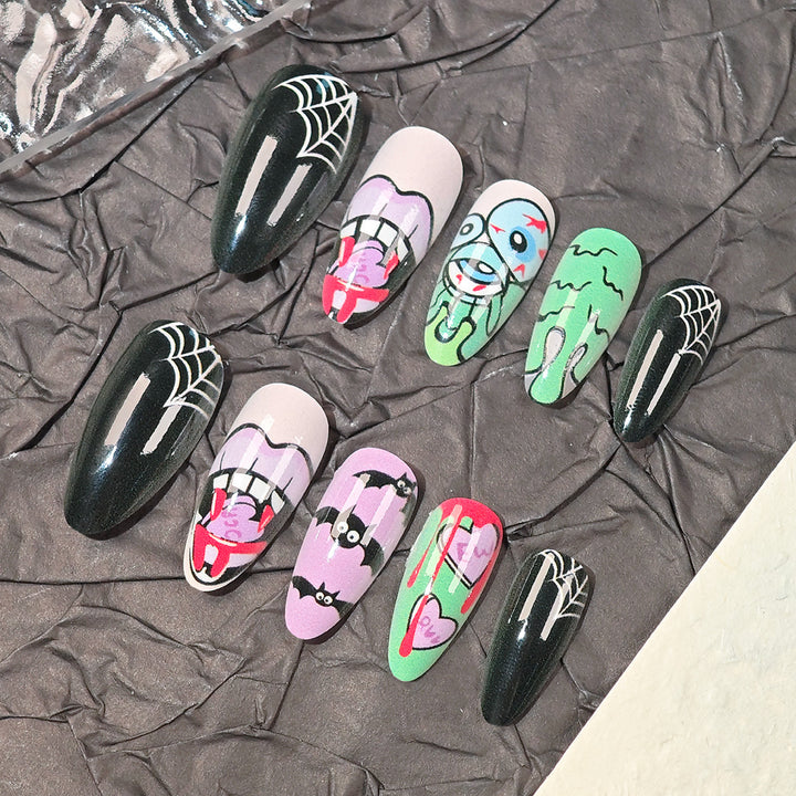 Creative Halloween-Themed Stiletto Press-On Nails Kalsten