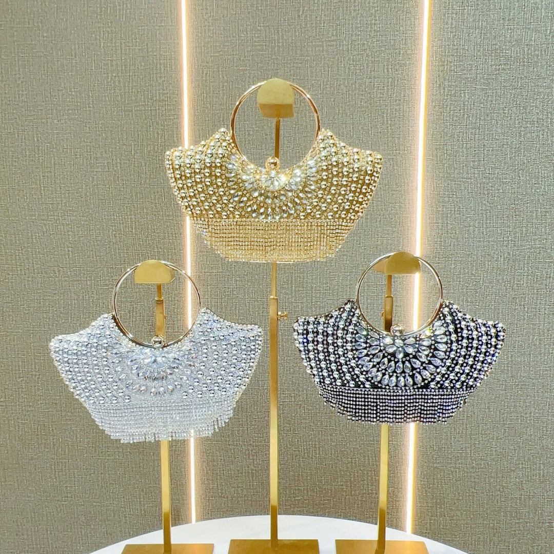 Decorative Rhinestone-Accented Evening Handbag