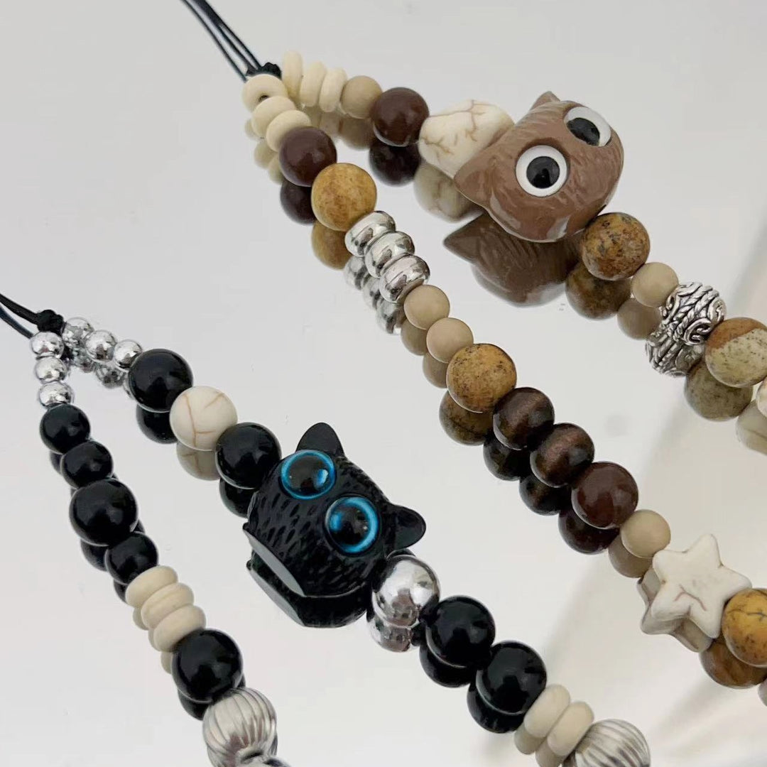 Whimsical Owl-Themed Beaded Keychain Kalsten