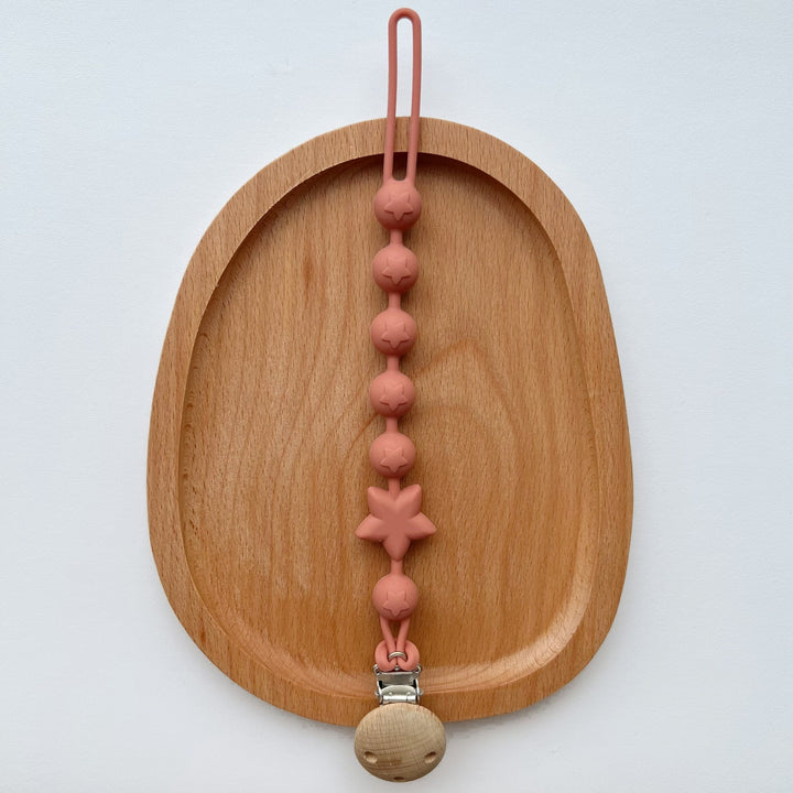 Silicone Sensory Bead Pacifier Leash with Safety Snap Clamp
