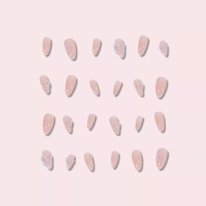 Heart-Design Press-On Nails with Pearl Accents Kalsten