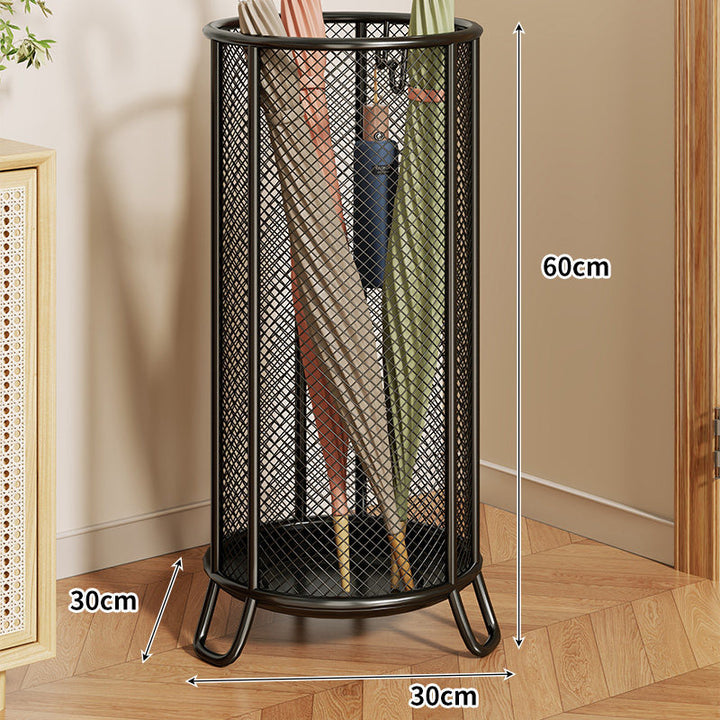 Mesh Cylindrical Umbrella Stand with Elevated Feet and Ventilated Metal Grid