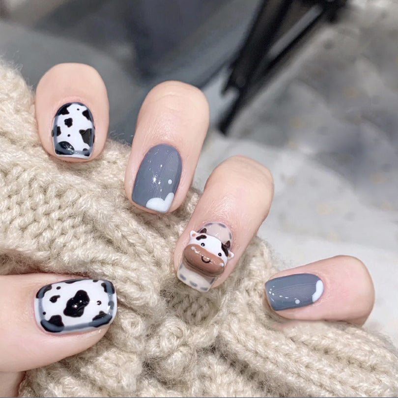 Cow Print Themed Press-On Nail Set