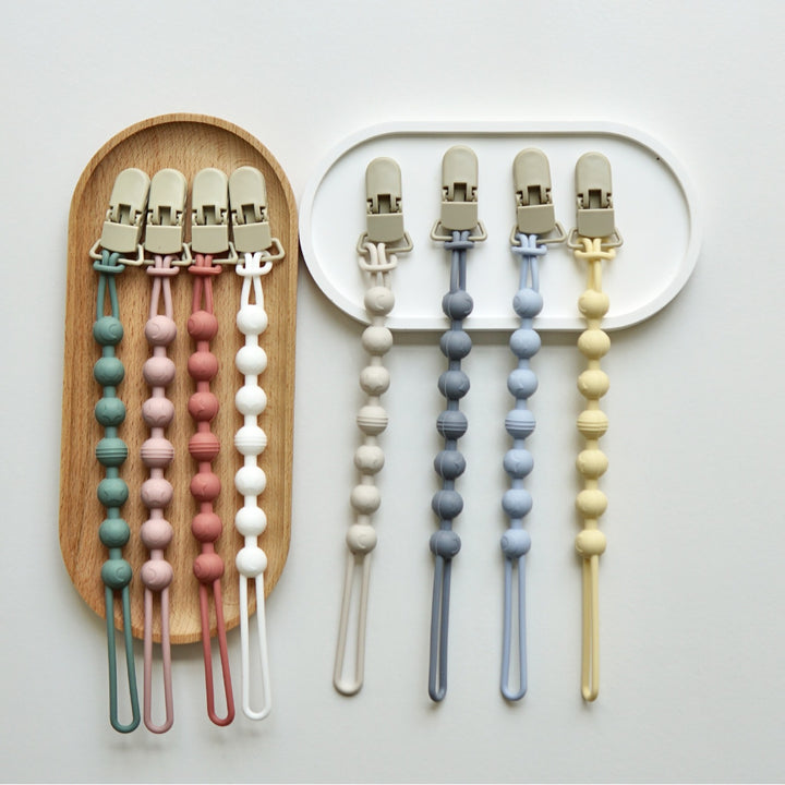 Infant Teething Bead Pacifier Holder Clip with Secure Clamp