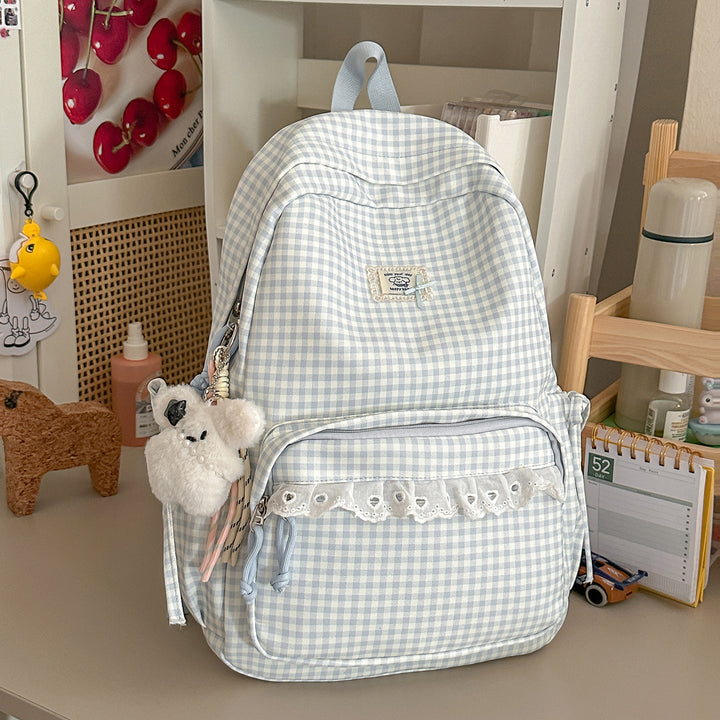Casual Vintaged Gingham Print Backpack Kalsten