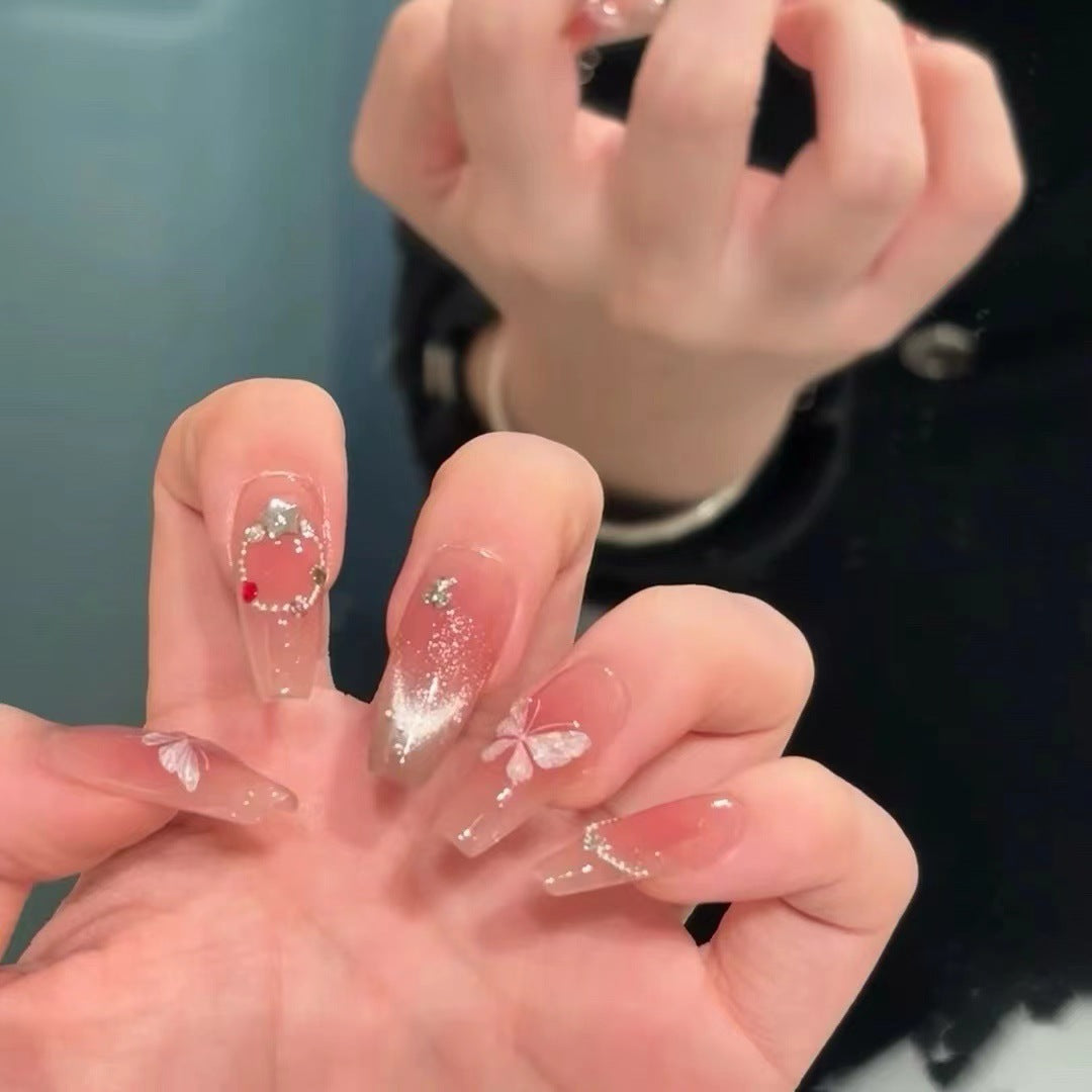 Floral Decorative Long Press-On Nails