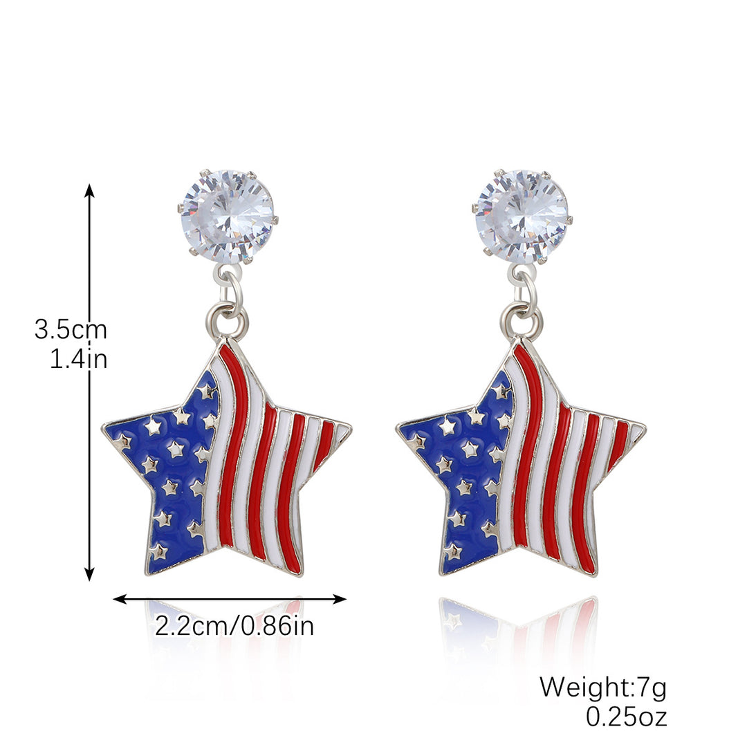 Ladies nan glittering star drop earrings with faceted central stone and rhinestone accents, nickel-free Kalsten