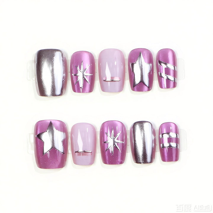 Artistic Press-On Nail Art Set with Botanical Accents Kalsten