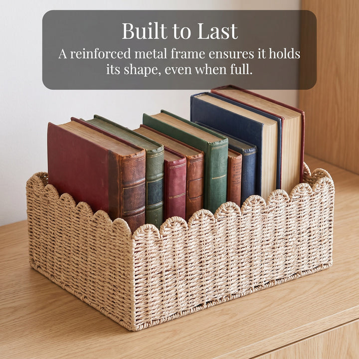 Handcrafted storage basket with curved edge Kalsten