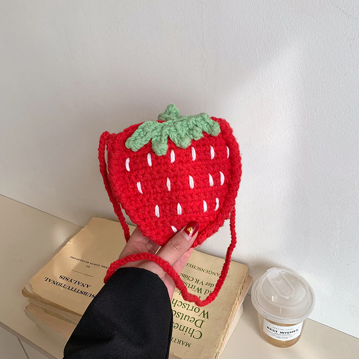 Strawberry-Themed Crocheted Handbag