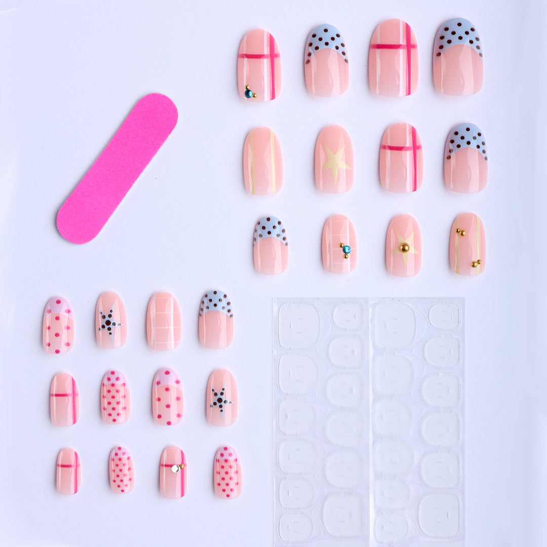Artificial fingernails with creative geometric accents Kalsten