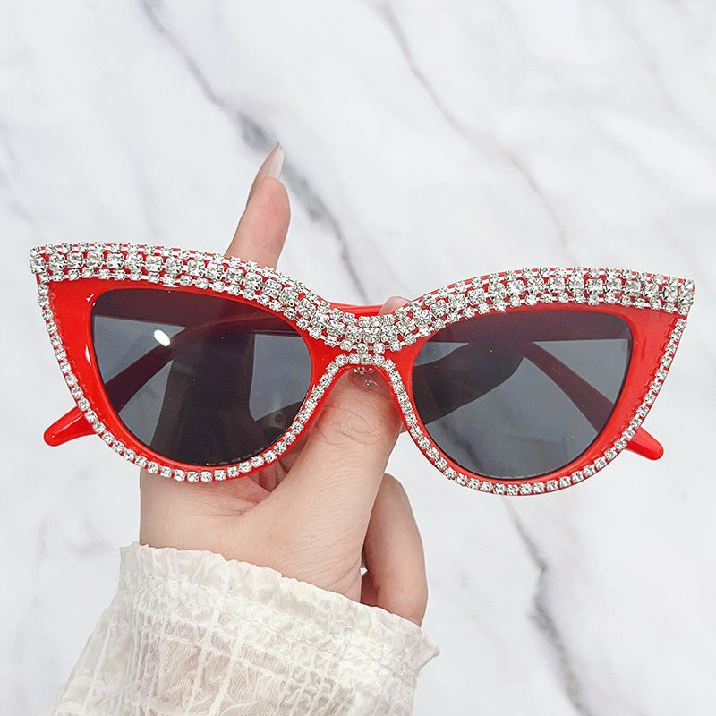 Glamorous Rhinestone-Embellished Shield Sunglasses Kalsten