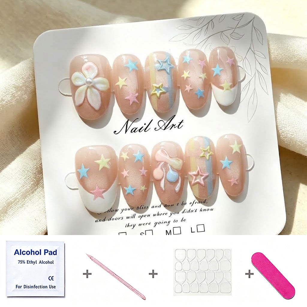 Starry Floral Nail Art