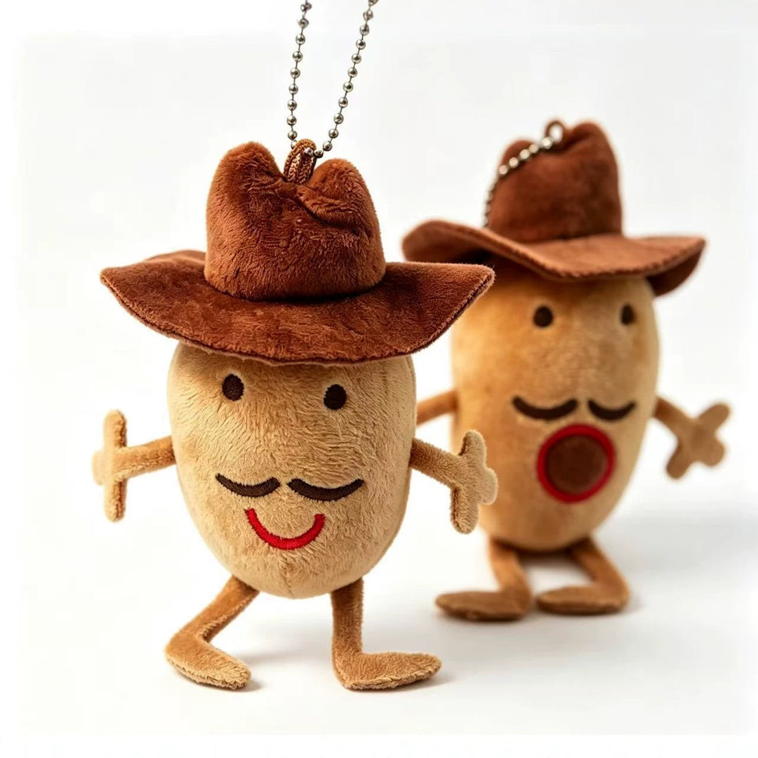 Novelty Cowboy Character Plush Bag Charm Keyring with Metal Ball-Chain and Huggable Body Kalsten