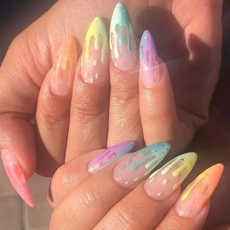 Artistic Drip-Effect Stiletto Press-On Nails Kalsten