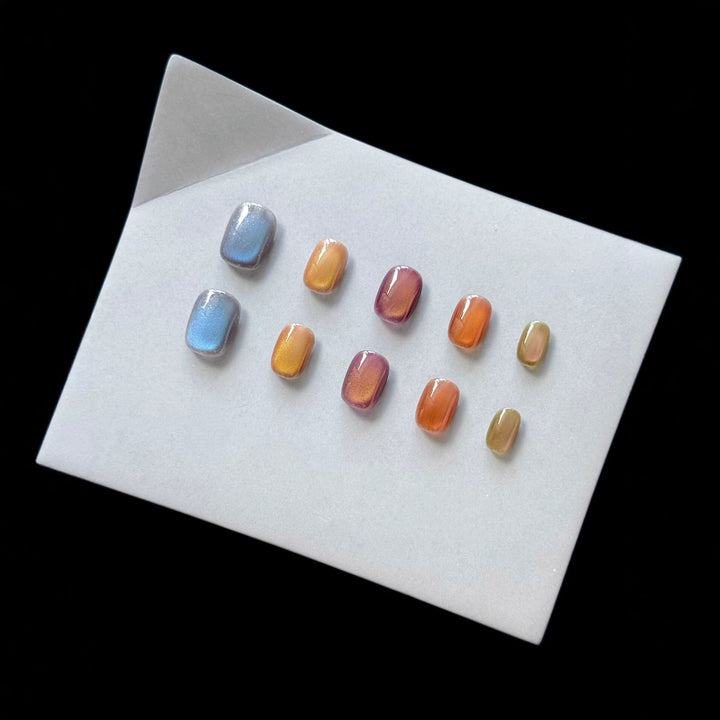 Artistic Press-On Nail Set with Colorful Dot Patterns