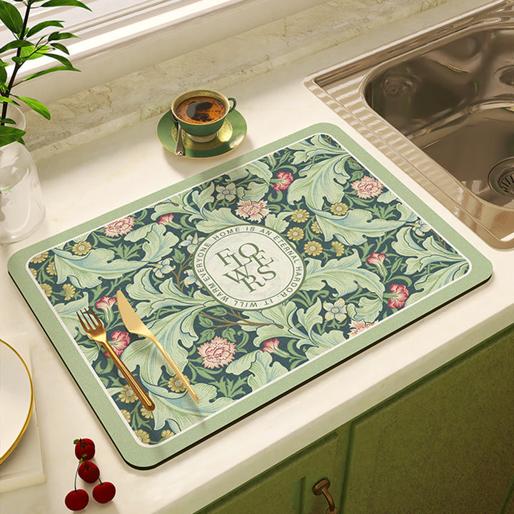 Floral Design Kitchen Mat Kalsten