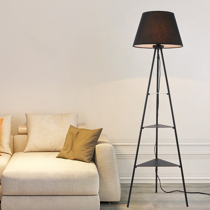 Triangular Floor Lamp with Integrated Shelves
