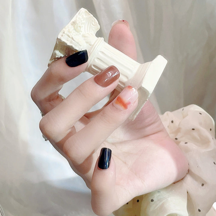 Elegant Press-On Nail Set with Abstract Designs