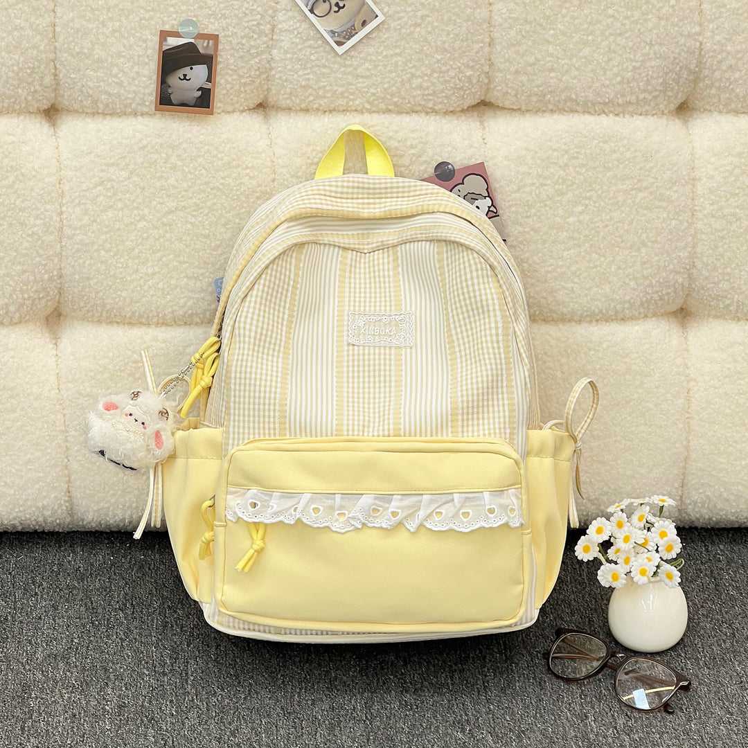 Stylish Striped Backpack with Decorative Accents Kalsten