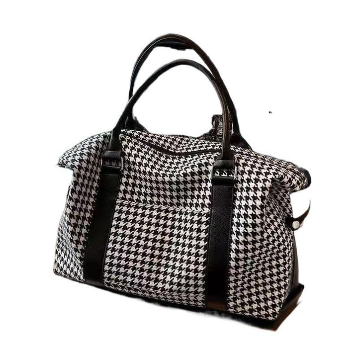 Spacious Tote Bag With Stylish Houndstooth Pattern Kalsten
