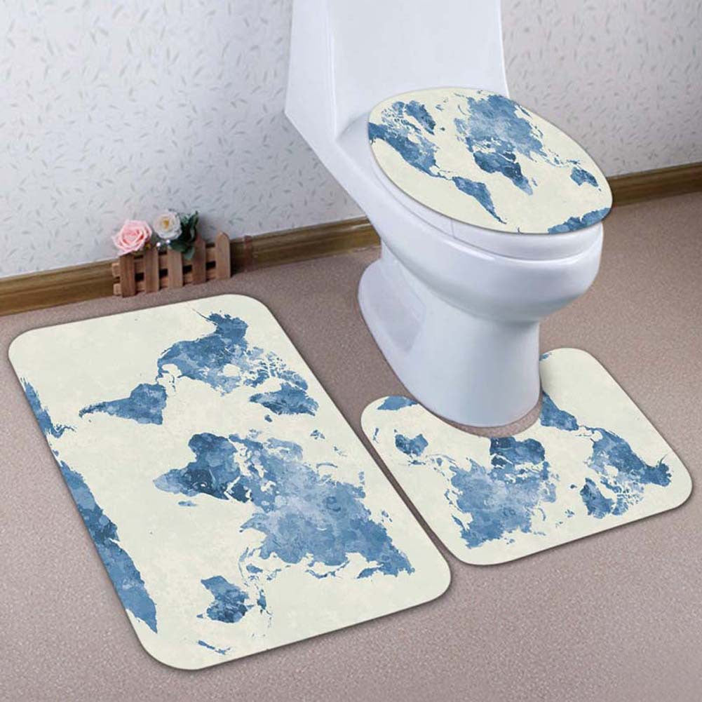 Artistic Lion-Themed Bathroom Mat Set