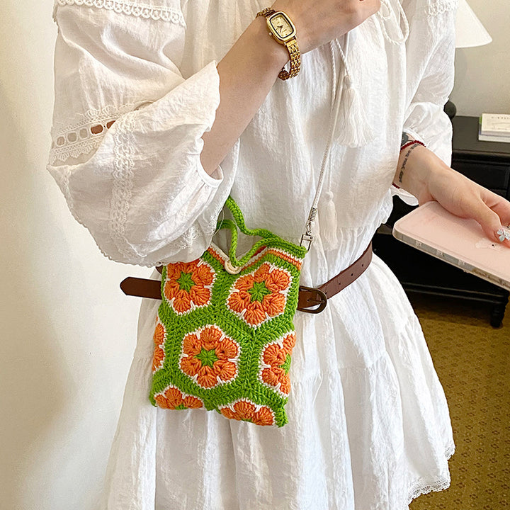 Crochet Floral Tote Bag
